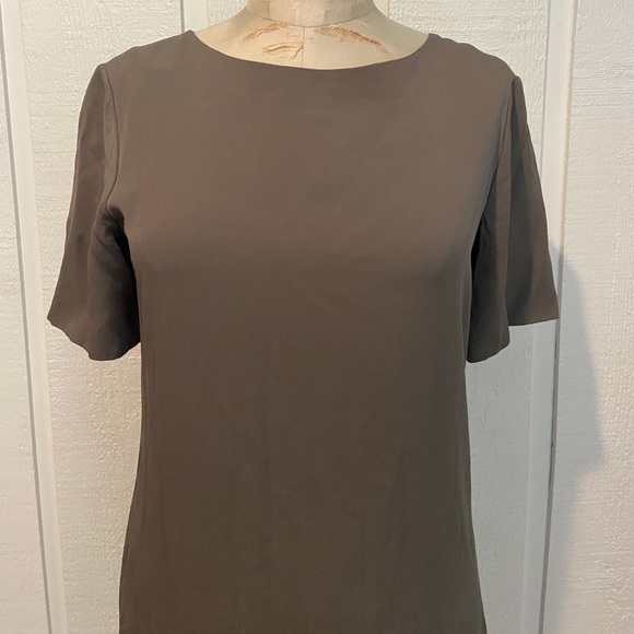 Theory Grey Silk Tshirt Dress - Picture 2 of 5